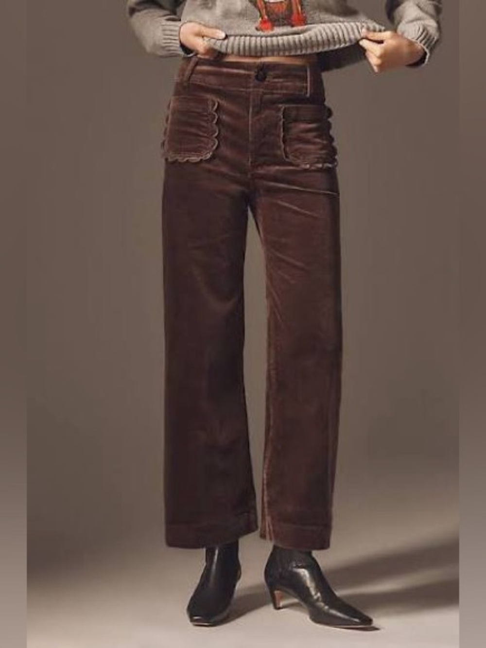NWT Anthropologie Maeve The Colette Scallop Corduroy in Brown